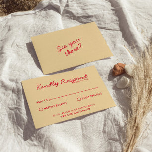 Modern Bright Colourful Retro Fun Funky Wedding RSVP Card
