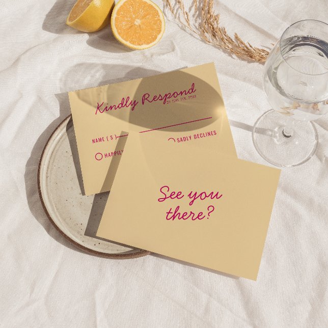 Modern Bright Colourful Retro Fun Funky Wedding RSVP Card (Creator Uploaded)