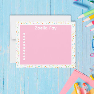 Modern Bright Colours Confetti Dot Note Card