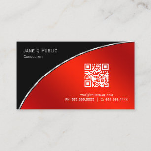 Modern Bright Crimson QR Elegant Professional Business Card