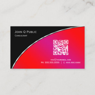 Modern Bright Crimson QR Elegant Professional Business Card