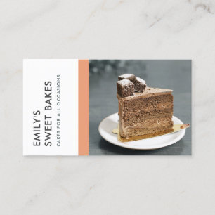 MODERN BRIGHT FUN BRIGHT PEACH BAKERY CHEF PHOTO BUSINESS CARD