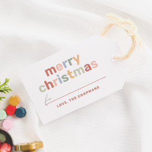 Modern Bright Fun & Colourful Merry Christmas Gift Tags