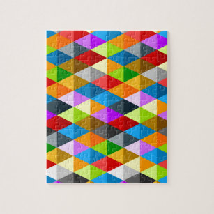 Modern bright funky colourful triangles pattern jigsaw puzzle