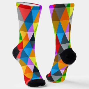 Modern bright funky colourful triangles pattern socks
