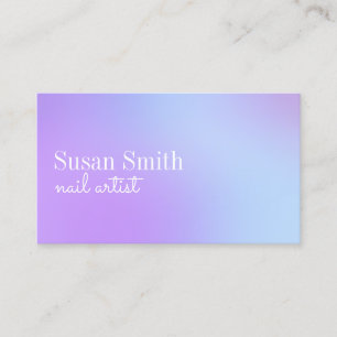 Modern bright gradient purple & blue nail artist business card