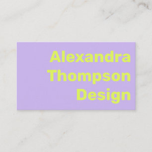 Modern Bright Lavender Chartreuse Bold Simple Business Card