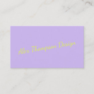 Modern Bright Lavender Chartreuse Script  Business Card