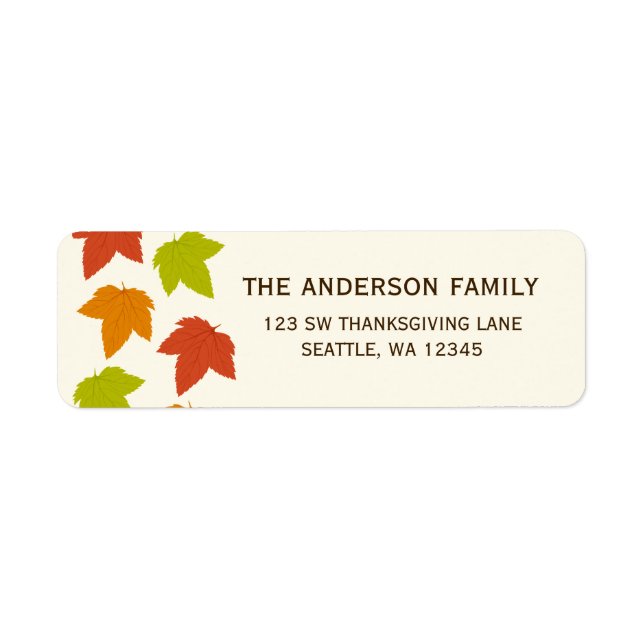 Modern Bright Leaves Thanksgiving Address Label (Front)