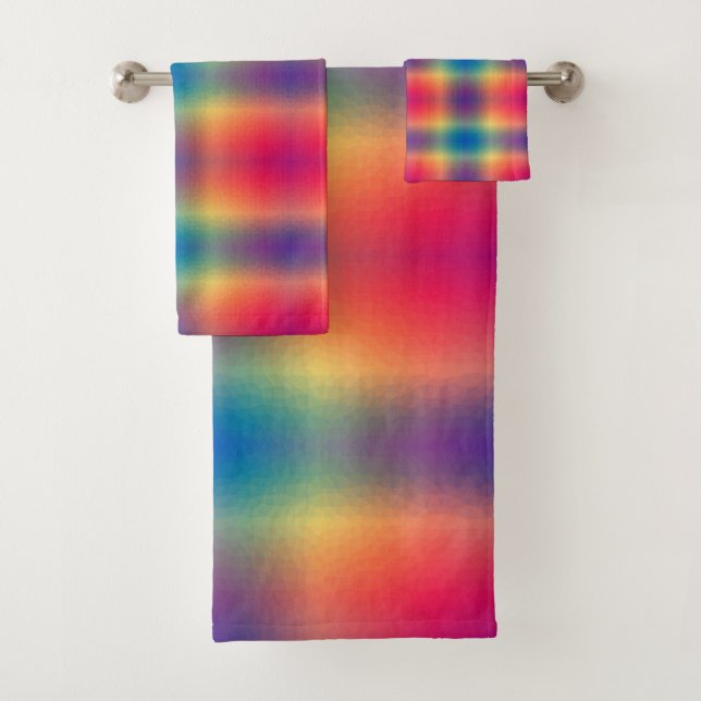 Modern Bright Multi Coloured Pattern  Bath Towel Set (Insitu)