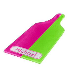 Modern Bright Neon Pink Green Monogram Cutting Board