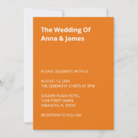 Modern Bright Orange Wedding Invitation