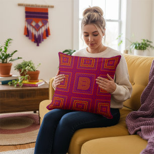 Modern Bright Pink Geometric Throw Pillow