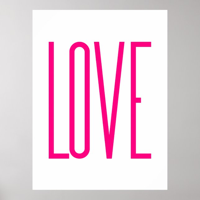 Modern Bright Pink Love Poster (Front)