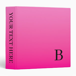 Modern Bright Pink Ombre Monogrammed Binder