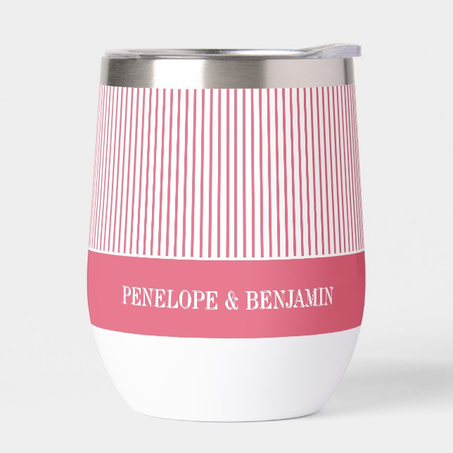 Modern Bright Pink Striped Wedding (Gauche)