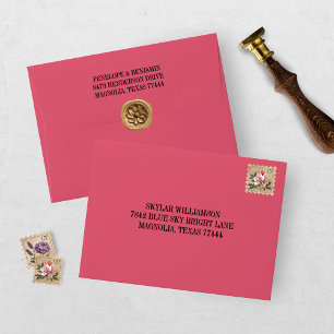 Modern Bright Pink Wedding Envelope