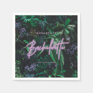 Modern bright purple girly neon bachelorette  napkin