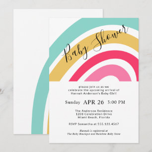 Modern Bright Rainbow Baby Shower for Girl Invitation