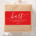 Modern Bright Red Family Return Address<br><div class="desc">Make your mail stand out with these vibrant bright red return address shipping labels. Featuring elegant calligraphy for your family name paired with a timeless serif font for your address, these labels bring bold style to holiday cards, wedding invites, gift packaging, or business correspondence. The rich red hue adds festive...</div>