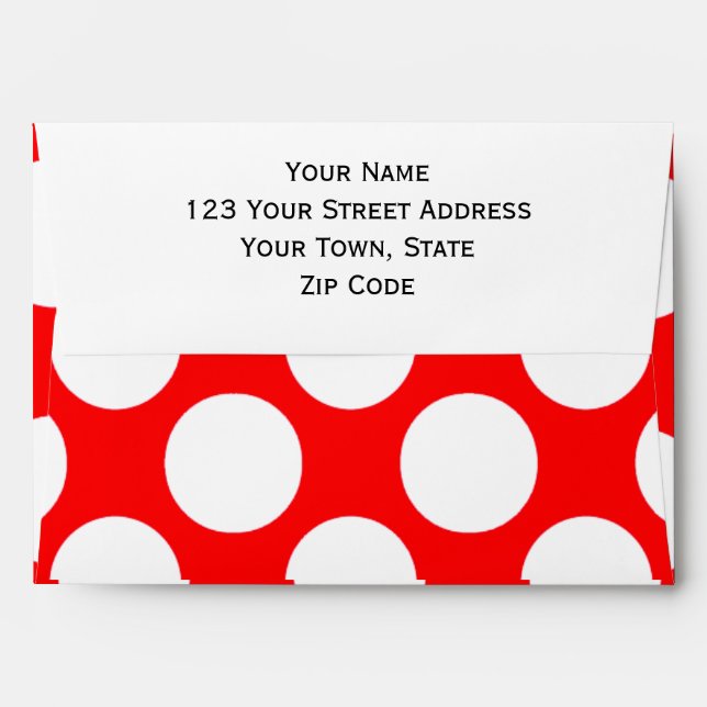 Modern Bright Red White Polka Dots Pattern Envelopes (Back (Top Flap))