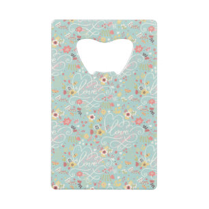 Modern Bright Romantic Pattern Credit Card Bottle Opener