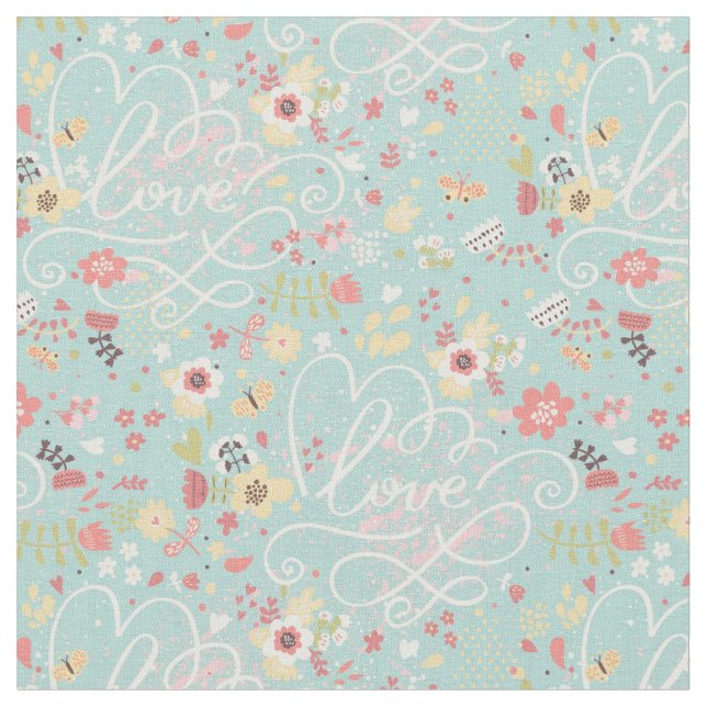 Modern Bright Romantic Pattern Fabric (Close Up)
