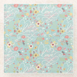 Modern Bright Romantic Pattern Glass Coaster