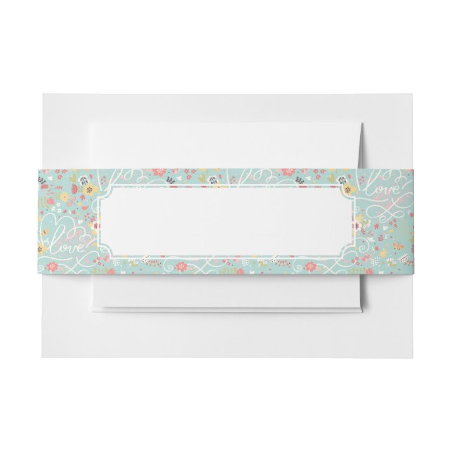 Modern Bright Romantic Pattern Invitation Belly Band (Front Example)