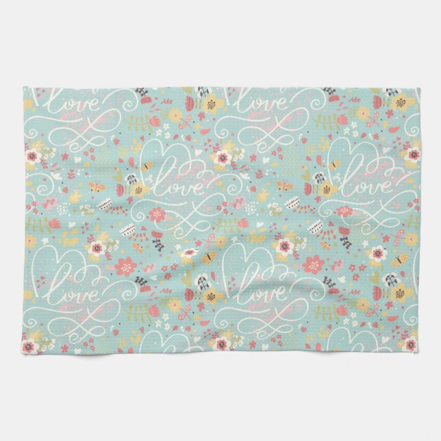 Modern Bright Romantic Pattern Kitchen Towel (Horizontal)