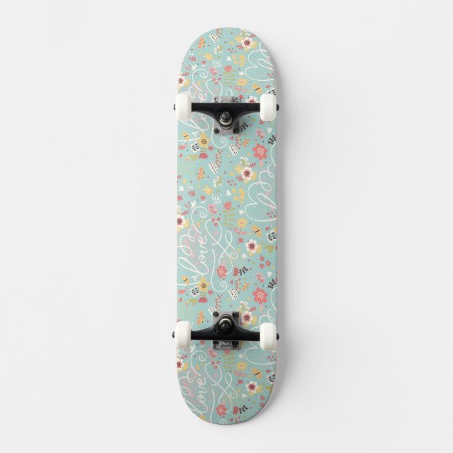 Modern Bright Romantic Pattern Skateboard (Front)
