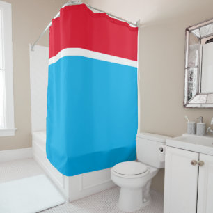 Modern Bright Sky Blue Colour Block Red Top Stripe