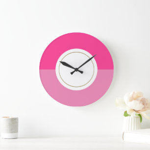 Modern Bright Two Tone Pink Rim Centre Circle Large Clock