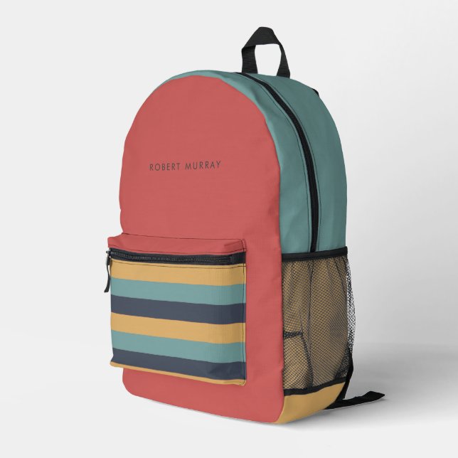 Modern Bright Vintage Vibe Colour Block  Printed Backpack (Back Corner Right)