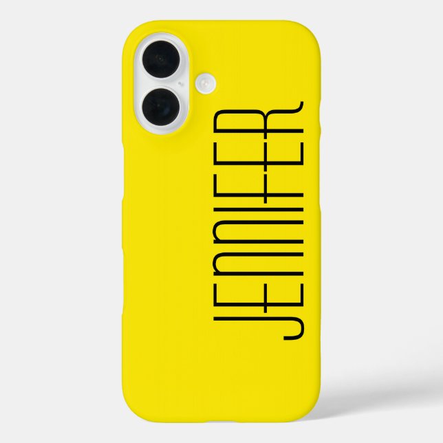 Modern, Bright Warm Yellow, Personalized Big Name Case-Mate iPhone Case (Back)