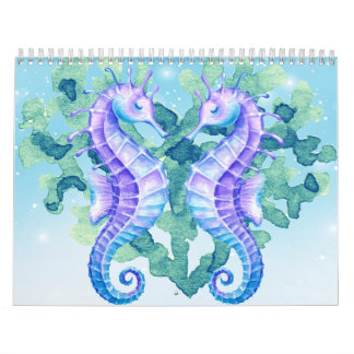 Modern Bright Watercolor Sea Life Calendar