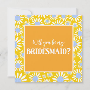 Modern Bright Yellow Daisy Bridesmaid Proposal Invitation
