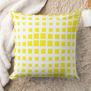 Modern Bright Yellow Geometric Grid Halftone Throw Pillow