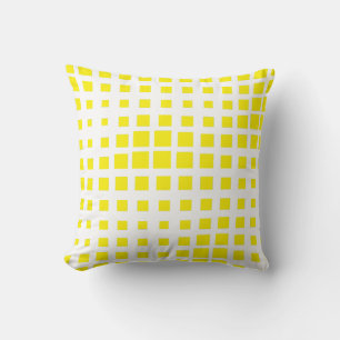 Modern Bright Yellow Geometric Grid Halftone Throw Pillow