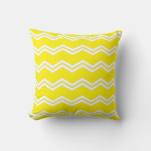 Modern bright yellow white chevron pattern throw pillow