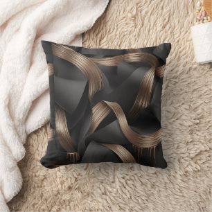 Modern Bronze Flow Luxury Masculine Accent Throw Pillow