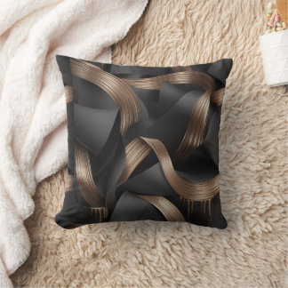 Modern Bronze Flow Luxury Masculine Accent Throw Pillow