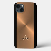 Modern Bronze Metallic Black Personalized Mens