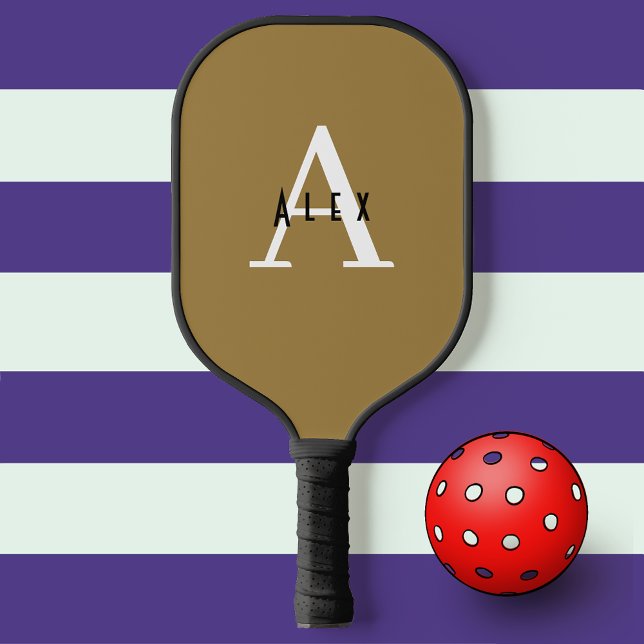 Modern Bronze Monogram Name + Initial Pickleball Paddle (Creator Uploaded)