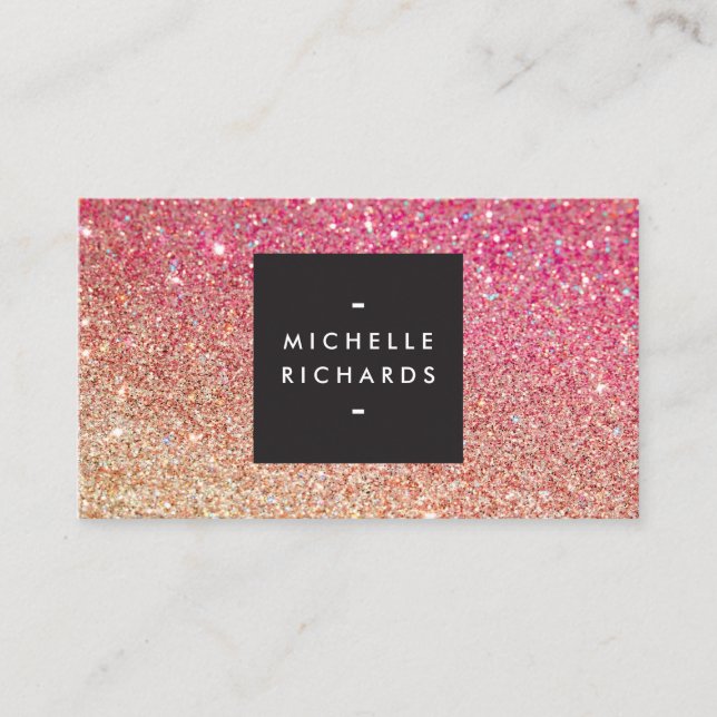 MODERN BRONZE-PINK OMBRE GLITTER Business Card (Front)