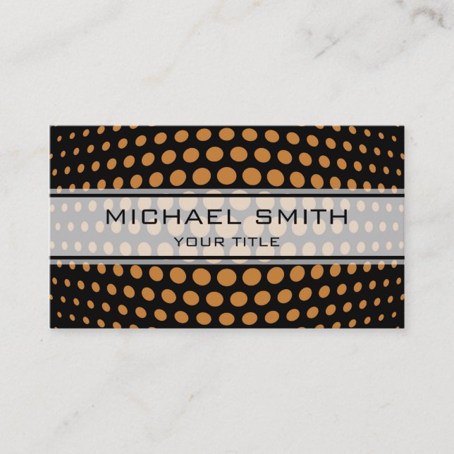 Modern Bronze Polka Dot Pattern Business Card (Front)
