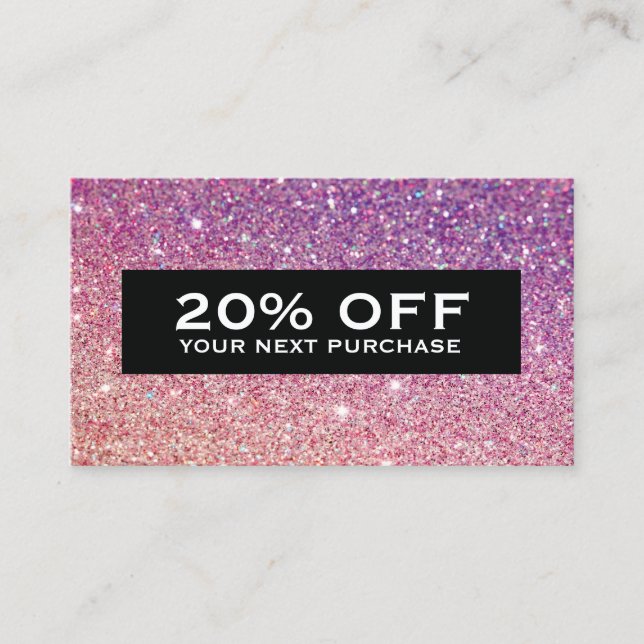 MODERN BRONZE-PURPLE OMBRE GLITTER Coupon Card (Front)