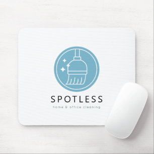 Modern Broom Logo Blue Cleaning Service Mouse Pad