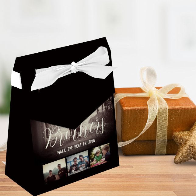 Modern Brother Best Friends Dark Photo Collage Favor Box (Creator Uploaded)