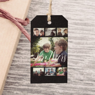 Modern Brother Best Friends Dark Photo Collage Gift Tags